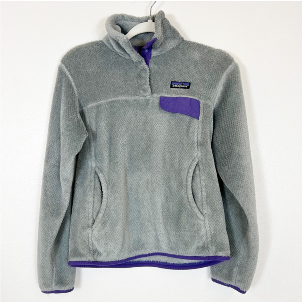 Patagonia Re-Tool Snap Fleece Pullover Gray & Purple Women's Size Small